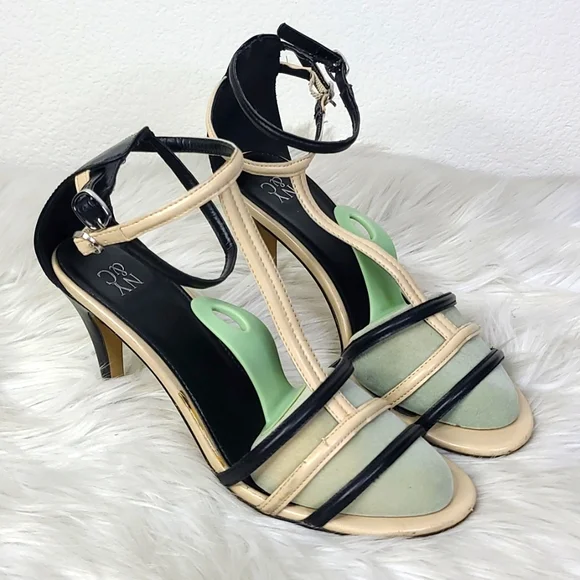 High Heel Sandals Size 9 Nude Black Strappy Classic Everyday Neutral Summer Cute - Picture 3 of 8